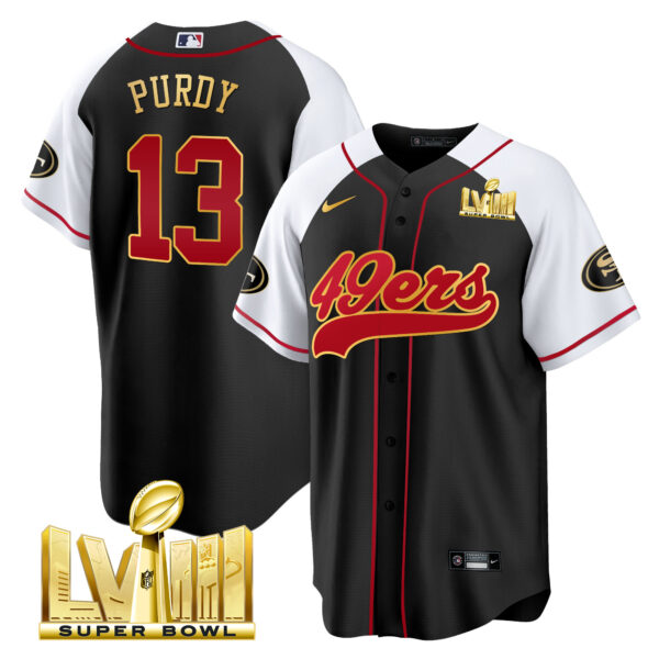 Men's 49ers Super Bowl LVIII Gold Patch Baseball Jersey - All Stitched - Image 33