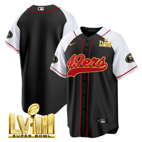 Men's 49ers Super Bowl LVIII Gold Patch Baseball Jersey - All Stitched - Image 40