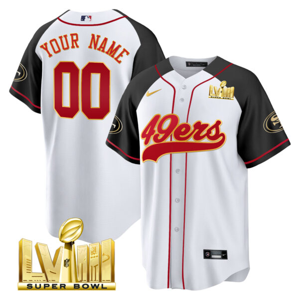 49ers Super Bowl LVIII Gold Patch Baseball Custom Jersey - All Stitched - Image 5