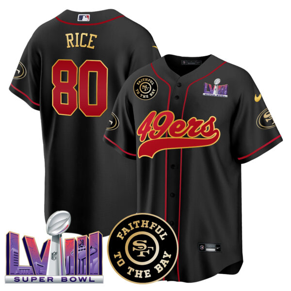 Men's 49ers Faithful & Super Bowl LVIII Patch Baseball Jersey - All Stitched - Image 16