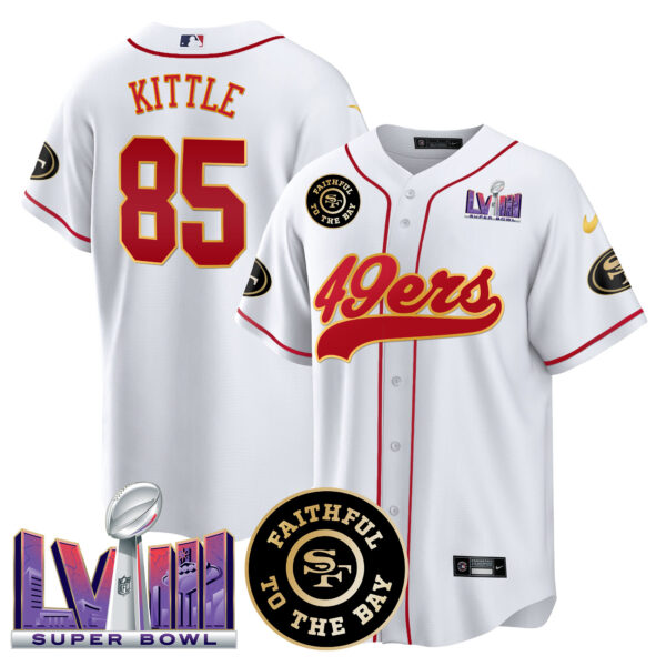 Men's 49ers Faithful & Super Bowl LVIII Patch Baseball Jersey - All Stitched - Image 34