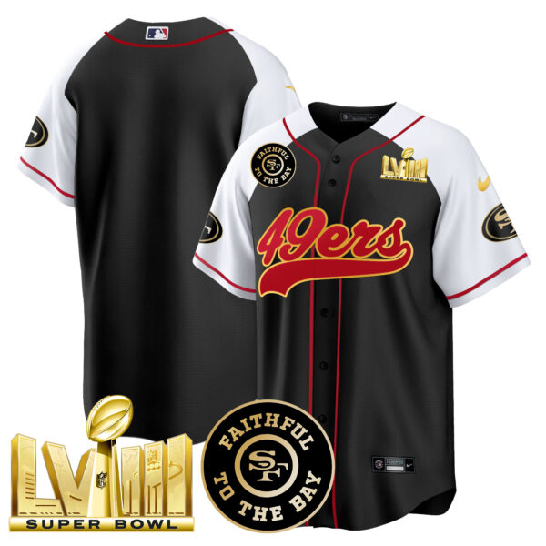 Men's 49ers Faithful & Super Bowl LVIII Gold Patch Baseball Jersey - All Stitched - Image 10