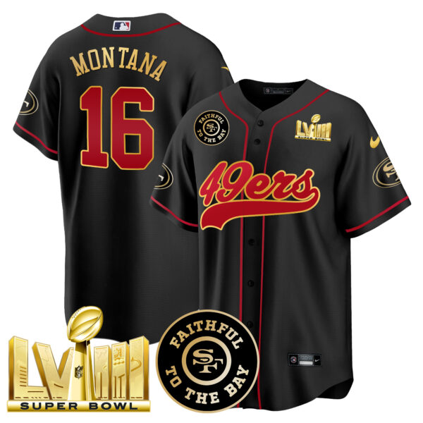 Men's 49ers Faithful & Super Bowl LVIII Gold Patch Baseball Jersey - All Stitched - Image 18