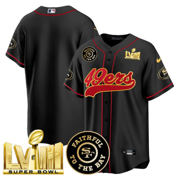 Men's 49ers Faithful & Super Bowl LVIII Gold Patch Baseball Jersey - All Stitched - Image 20