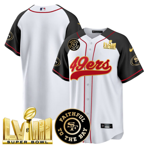 Men's 49ers Faithful & Super Bowl LVIII Gold Patch Baseball Jersey - All Stitched - Image 50