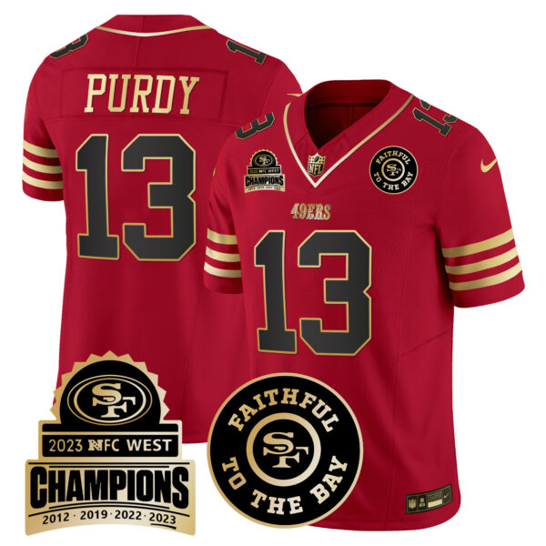 Men's 49ers 2023 NFC West Champions Patch Vapor Jersey V3 - All Stitched - Image 13