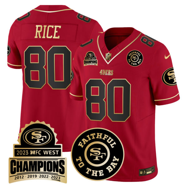 Men's 49ers 2023 NFC West Champions Patch Vapor Jersey V3 - All Stitched - Image 26