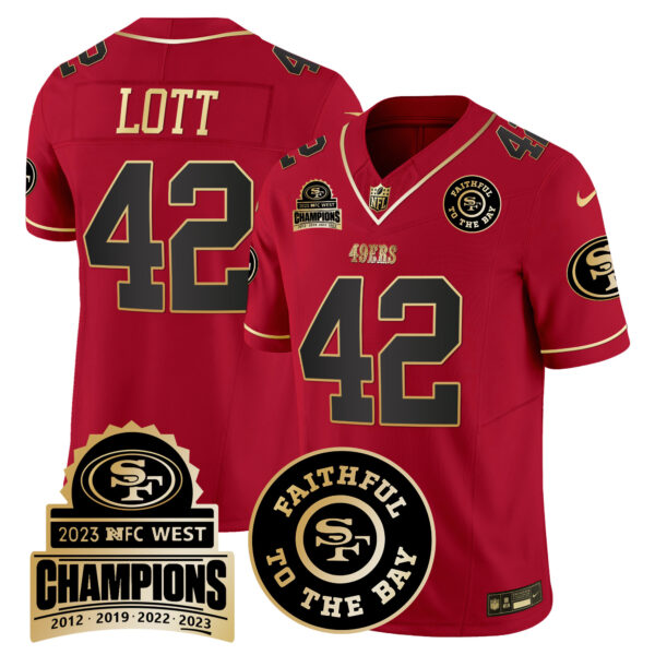 Men's 49ers 2023 NFC West Champions Patch Vapor Jersey V3 - All Stitched - Image 29