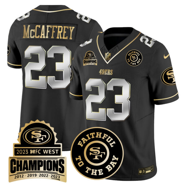 Men's 49ers 2023 NFC West Champions Patch Vapor Jersey V3 - All Stitched - Image 31