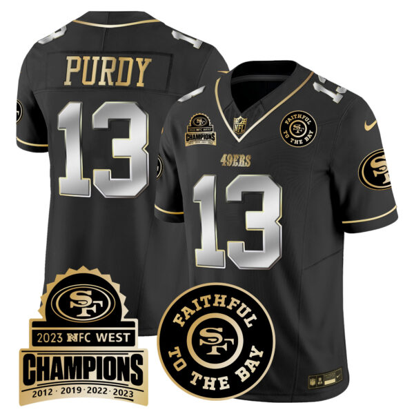 Men's 49ers 2023 NFC West Champions Patch Vapor Jersey V3 - All Stitched - Image 33