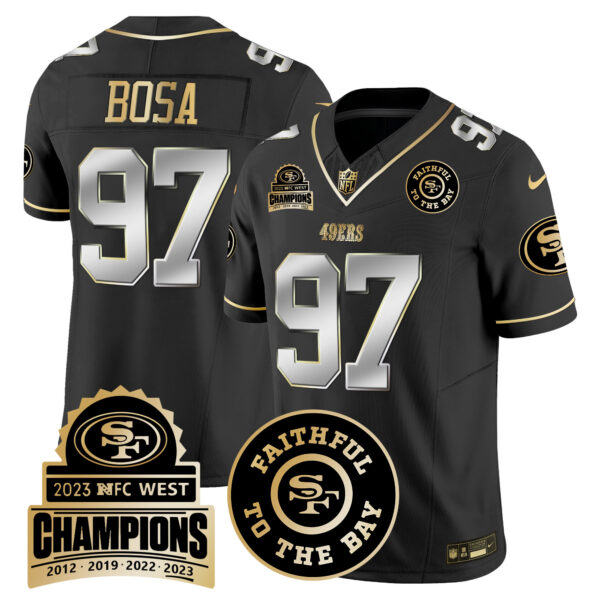 Men's 49ers 2023 NFC West Champions Patch Vapor Jersey V3 - All Stitched - Image 37