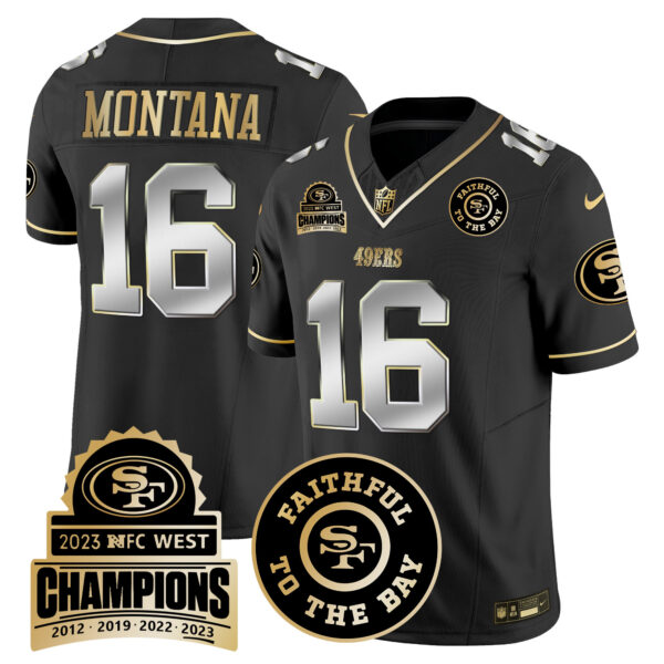 Men's 49ers 2023 NFC West Champions Patch Vapor Jersey V3 - All Stitched - Image 38