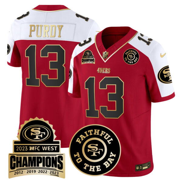 Men's 49ers 2023 NFC West Champions Patch Vapor Jersey V3 - All Stitched - Image 43