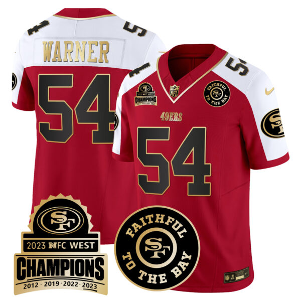Men's 49ers 2023 NFC West Champions Patch Vapor Jersey V3 - All Stitched - Image 45