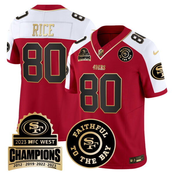 Men's 49ers 2023 NFC West Champions Patch Vapor Jersey V3 - All Stitched - Image 46