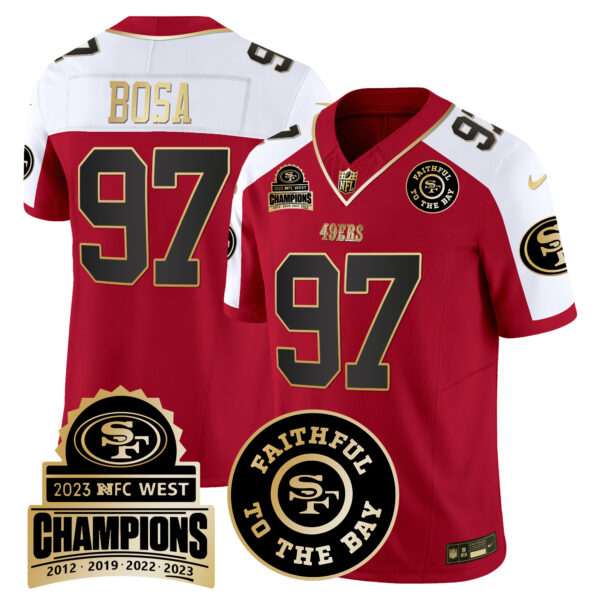 Men's 49ers 2023 NFC West Champions Patch Vapor Jersey V3 - All Stitched - Image 47