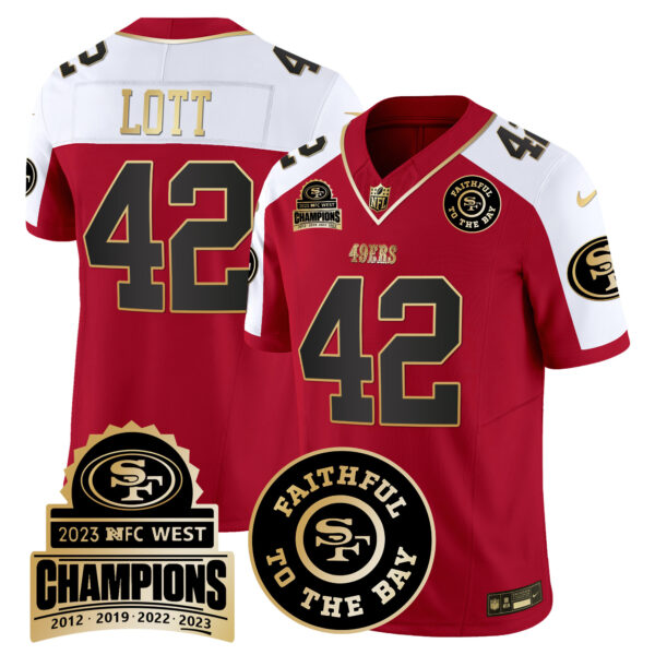 Men's 49ers 2023 NFC West Champions Patch Vapor Jersey V3 - All Stitched - Image 49