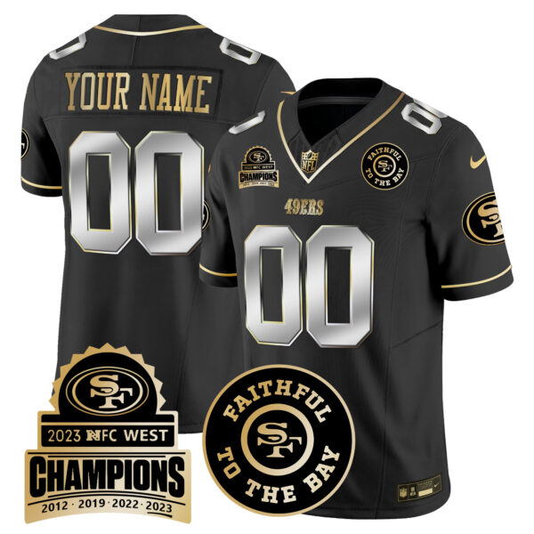 49ers 2023 NFC West Champions Patch Vapor Custom Jersey V3 - All Stitched - Image 4