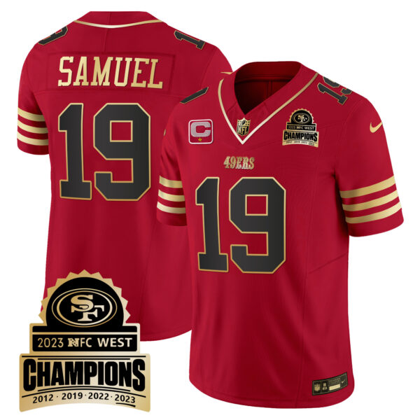 Men's 49ers 2023 NFC West Champions Patch Vapor Jersey V4 - All Stitched - Image 12