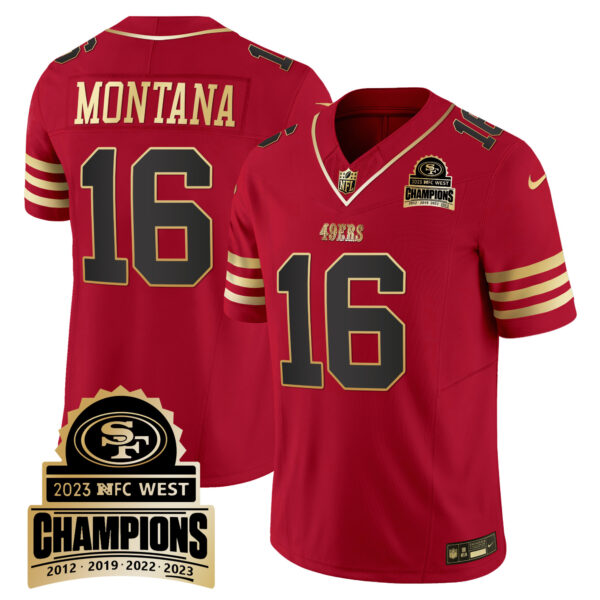 Men's 49ers 2023 NFC West Champions Patch Vapor Jersey V4 - All Stitched - Image 18
