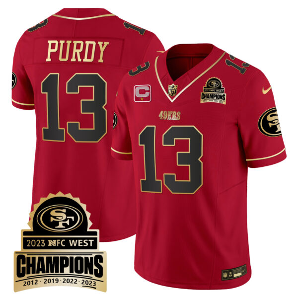 Men's 49ers 2023 NFC West Champions Patch Vapor Jersey V4 - All Stitched - Image 23