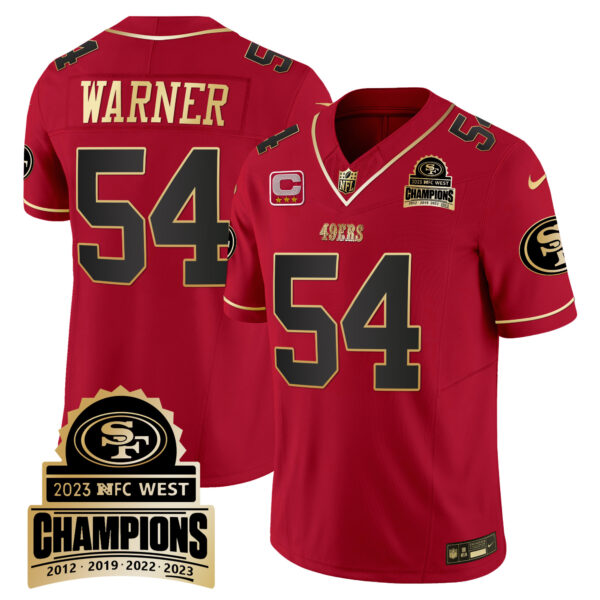 Men's 49ers 2023 NFC West Champions Patch Vapor Jersey V4 - All Stitched - Image 25