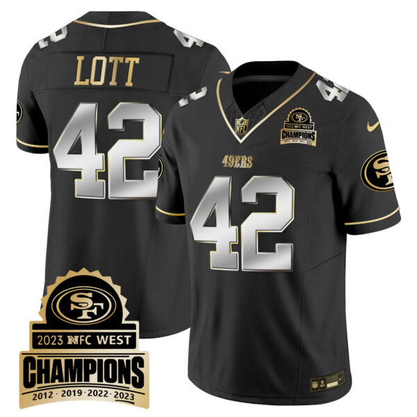 Men's 49ers 2023 NFC West Champions Patch Vapor Jersey V4 - All Stitched - Image 39