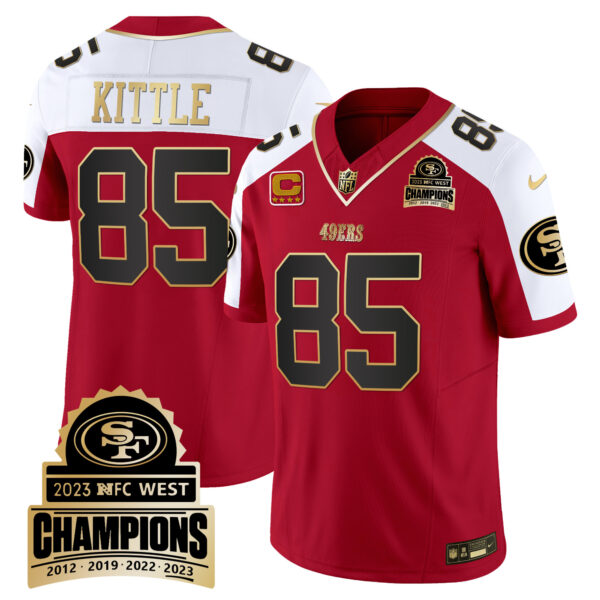 Men's 49ers 2023 NFC West Champions Patch Vapor Jersey V4 - All Stitched - Image 44