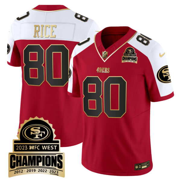 Men's 49ers 2023 NFC West Champions Patch Vapor Jersey V4 - All Stitched - Image 46