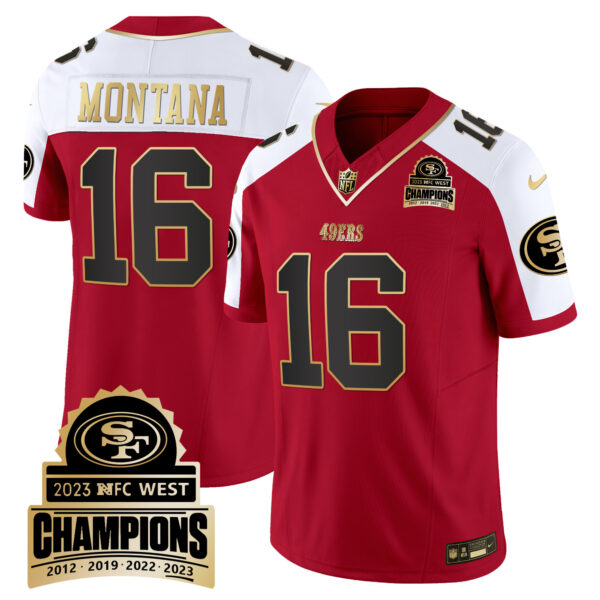 Men's 49ers 2023 NFC West Champions Patch Vapor Jersey V4 - All Stitched - Image 48
