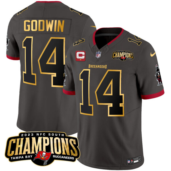 Men's Buccaneers 2023 NFC South Champions Patch Gold Trim Vapor Jersey - All Stitched - Image 31