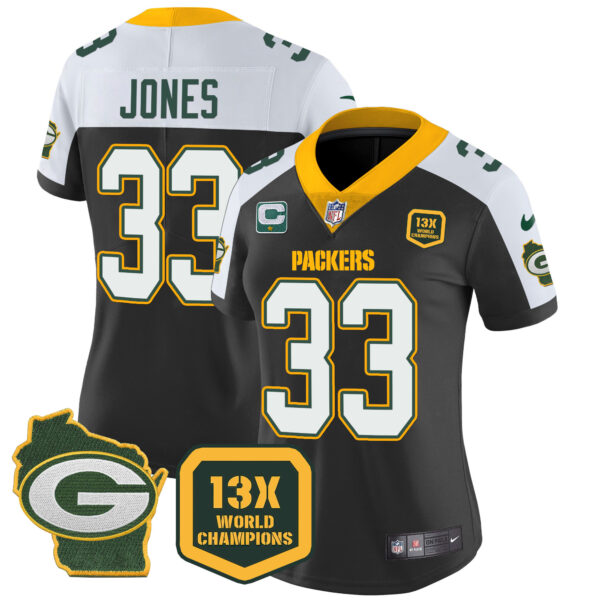 Women's Packers 13 Time World Champions & Home Patch Vapor Jersey – All Stitched - Image 3