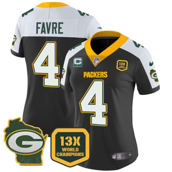 Women's Packers 13 Time World Champions & Home Patch Vapor Jersey – All Stitched - Image 5