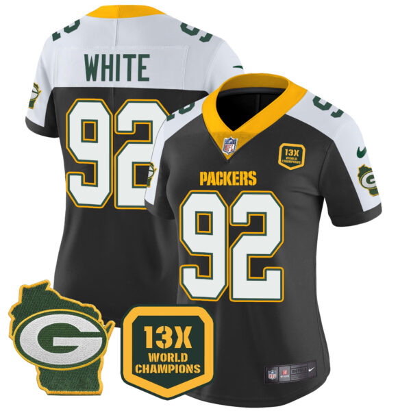 Women's Packers 13 Time World Champions & Home Patch Vapor Jersey – All Stitched - Image 6