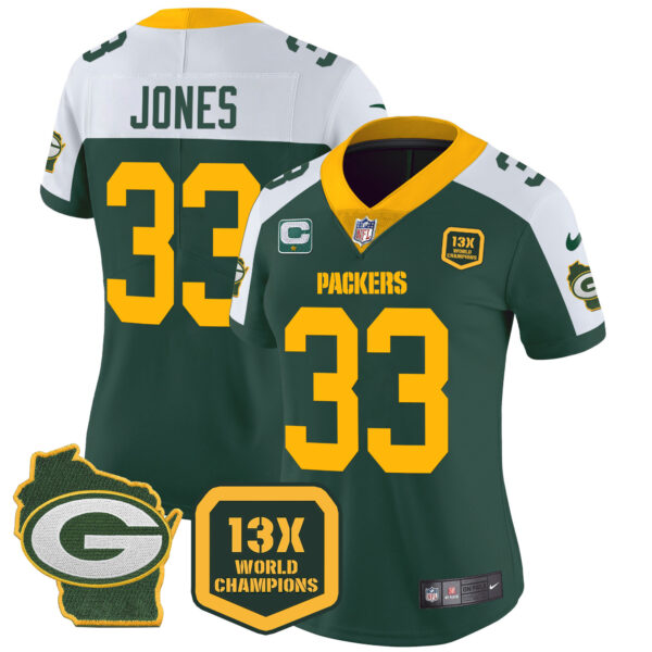 Women's Packers 13 Time World Champions & Home Patch Vapor Jersey – All Stitched - Image 9