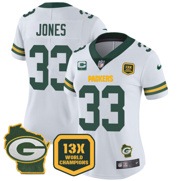 Women's Packers 13 Time World Champions & Home Patch Vapor Jersey – All Stitched - Image 21