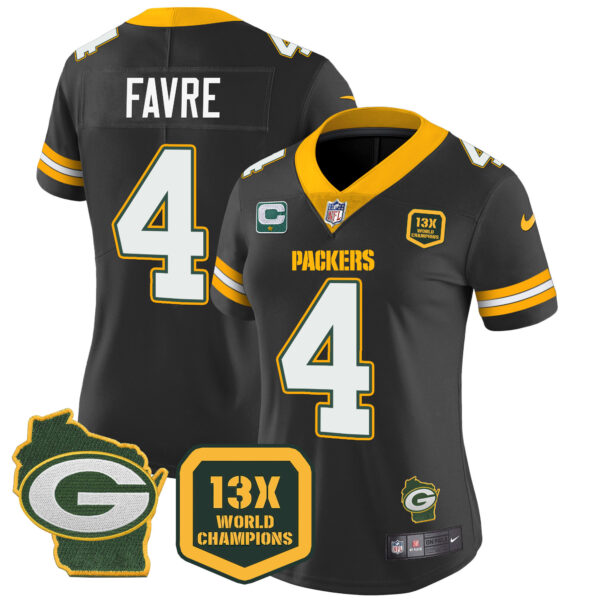 Women's Packers 13 Time World Champions & Home Patch Vapor Jersey – All Stitched - Image 29