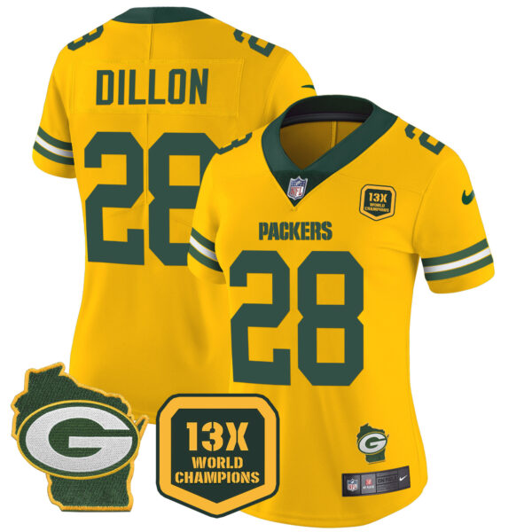 Women's Packers 13 Time World Champions & Home Patch Vapor Jersey – All Stitched - Image 32