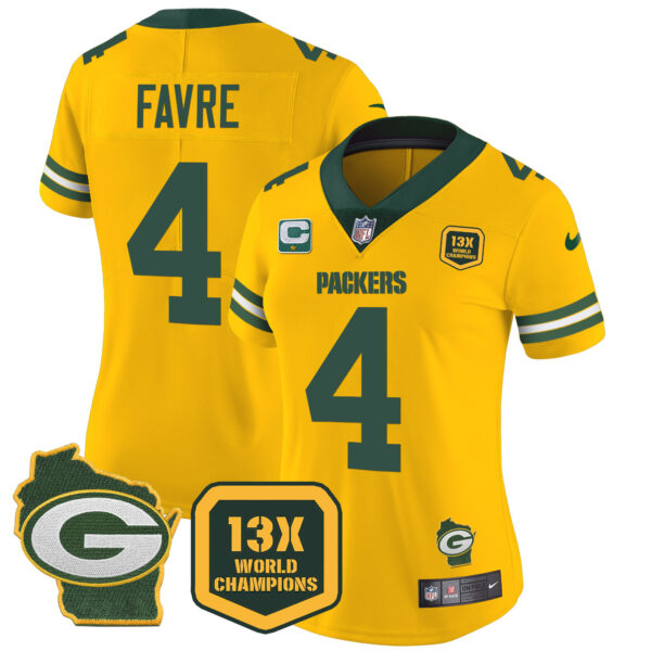 Women's Packers 13 Time World Champions & Home Patch Vapor Jersey – All Stitched - Image 35