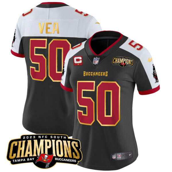 Women's Buccaneers 2023 NFC South Champions Patch Gold Trim Vapor Jersey - All Stitched - Image 5