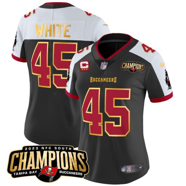Women's Buccaneers 2023 NFC South Champions Patch Gold Trim Vapor Jersey - All Stitched - Image 7