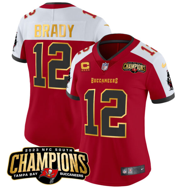 Women's Buccaneers 2023 NFC South Champions Patch Gold Trim Vapor Jersey - All Stitched - Image 8