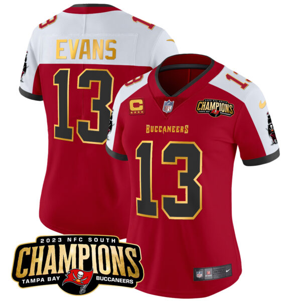Women's Buccaneers 2023 NFC South Champions Patch Gold Trim Vapor Jersey - All Stitched - Image 9