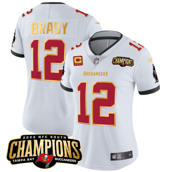 Women's Buccaneers 2023 NFC South Champions Patch Gold Trim Vapor Jersey - All Stitched - Image 22