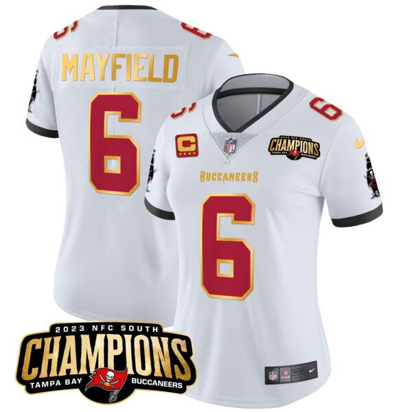 Women's Buccaneers 2023 NFC South Champions Patch Gold Trim Vapor Jersey - All Stitched - Image 25