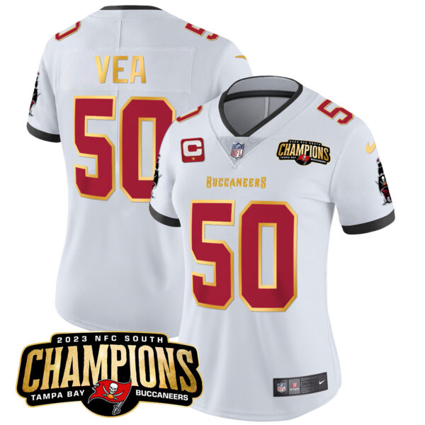 Women's Buccaneers 2023 NFC South Champions Patch Gold Trim Vapor Jersey - All Stitched - Image 26