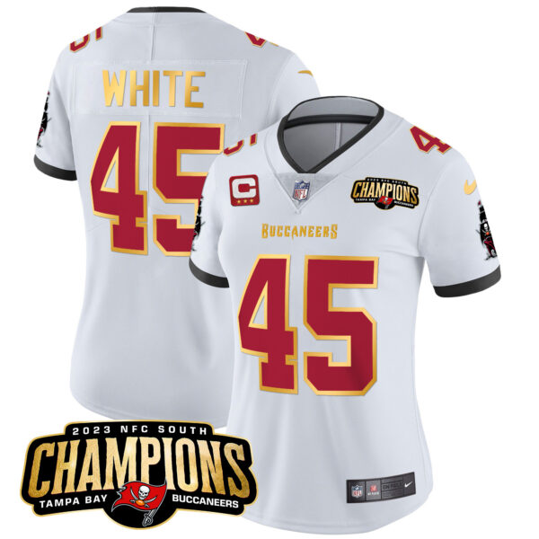 Women's Buccaneers 2023 NFC South Champions Patch Gold Trim Vapor Jersey - All Stitched - Image 28
