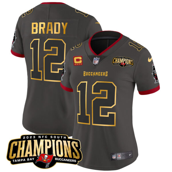 Women's Buccaneers 2023 NFC South Champions Patch Gold Trim Vapor Jersey - All Stitched - Image 29