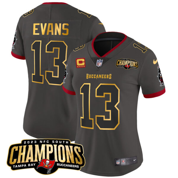Women's Buccaneers 2023 NFC South Champions Patch Gold Trim Vapor Jersey - All Stitched - Image 30