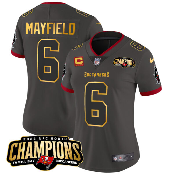 Women's Buccaneers 2023 NFC South Champions Patch Gold Trim Vapor Jersey - All Stitched - Image 32